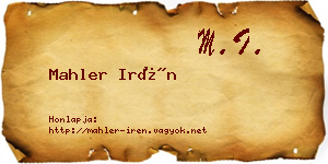 Mahler Irén névjegykártya